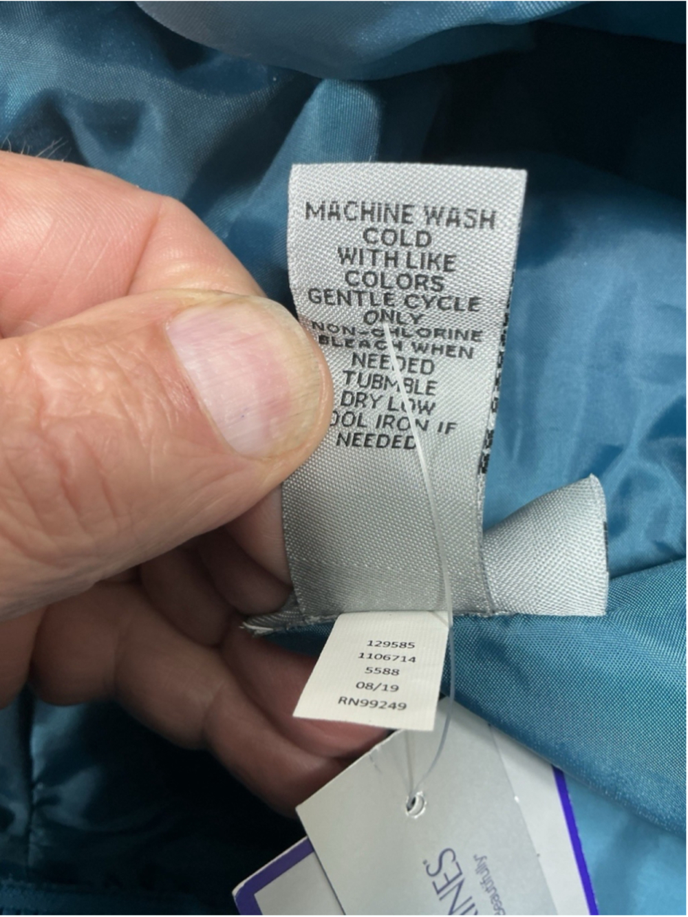 Womans NWT Catherines Packable Light Weight Hooded Jacket 5X Blue - Picture 5 of 6